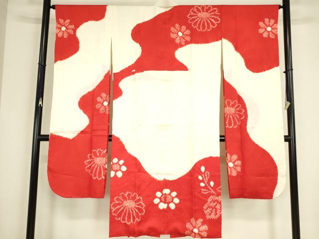 平和屋着物●振袖用長襦袢　袷　絞り　桐菊文　正絹　逸品　DABC3569az
