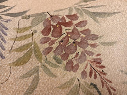 平和屋着物●訪問着　手描き　草花文　暈し染め　銀彩　正絹　逸品　未使用　AABG9023ph