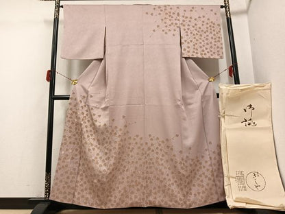 平和屋着物●銀座きしや　訪問着　刺繍　葉尽くし　金彩　たとう紙付き　正絹　逸品　AABG9024ph