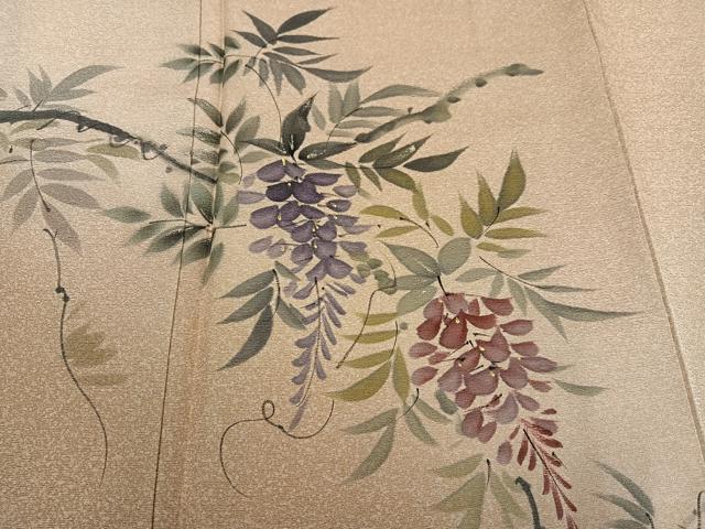 平和屋着物●訪問着　手描き　草花文　暈し染め　銀彩　正絹　逸品　未使用　AABG9023ph