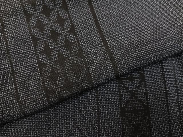 平和屋着物●お召　140亀甲　亀甲絣　間道　正絹　逸品　AABG9050ph
