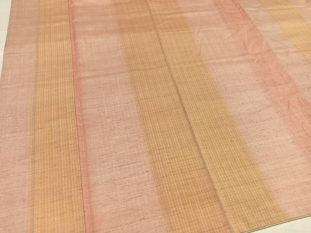 平和屋着物●紅花紬　米沢　間道　やまと誂製　正絹　逸品　AABG9047ph