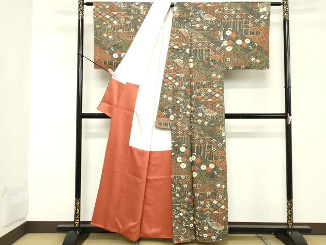 平和屋着物■上質な小紋 吉祥花文 金彩 正絹 逸品 DABD2682cd