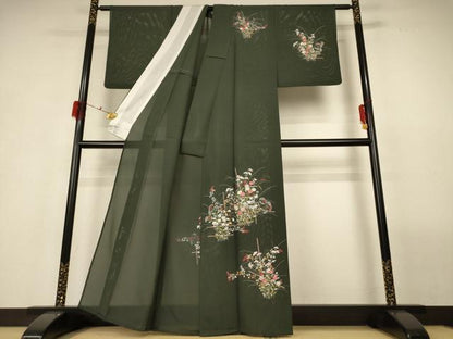 平和屋着物＊夏物 訪問着 絽 草花文 正絹 逸品 AABG9135jd