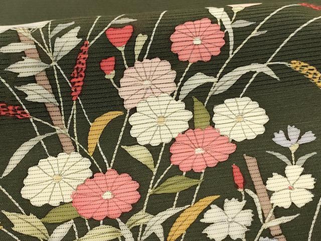 平和屋着物＊夏物 訪問着 絽 草花文 正絹 逸品 AABG9135jd