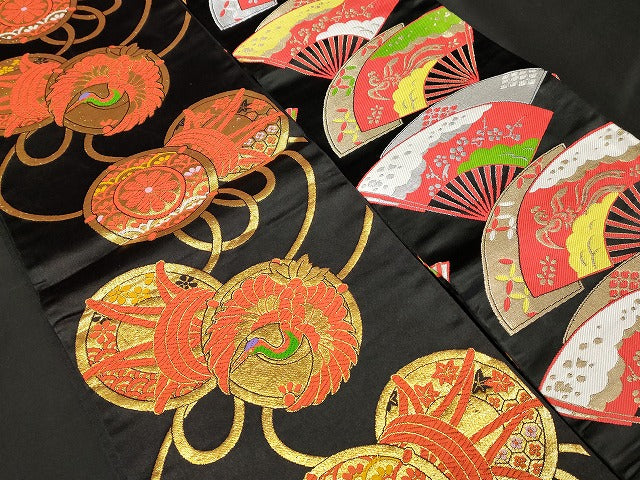平和屋本店■子供帯 まとめて 35点 鳳凰 向かい鶴 蝶 花柄 七宝 楽器 アンティーク 金銀糸 など 着用可能多数 未使用品あり se3991