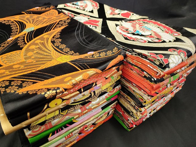 平和屋本店■子供帯 まとめて 35点 鳳凰 鶴 孔雀 蝶 折り鶴 花柄 七宝 アンティーク 金銀糸 など 着用可能多数 未使用品あり ppp3517