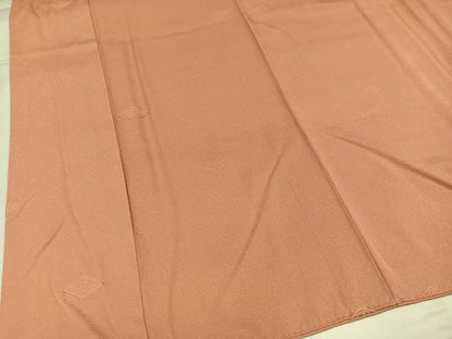 平和屋着物●上質な色無地　花菱地紋　赤香色　正絹　逸品　AABG9541ph