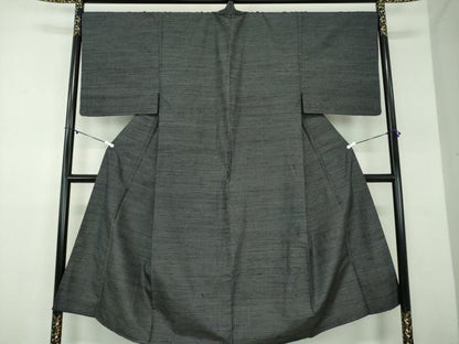 平和屋着物●男性　紬　絣絵　黒地　正絹　逸品　DABD1395ps