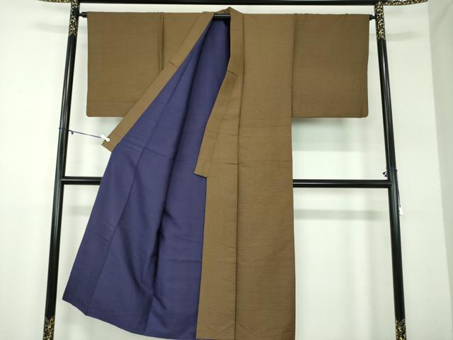 平和屋着物●男性　お召　横段文　正絹　逸品　DABD1393ps