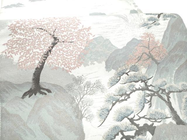 平和屋着物●本場筑前博多織　草木染　手織工房　染匠：小森久 両面 全通柄袋帯 風景文 証紙・たとう紙付き 上代38万 正絹 逸品 CABE4457hy