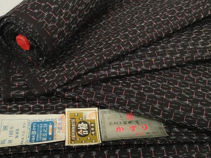 平和屋着物●久留米絣　反物　着尺　亀甲柄　都留繁登作　証紙付き　綿　逸品　未使用　DABC1943zzz