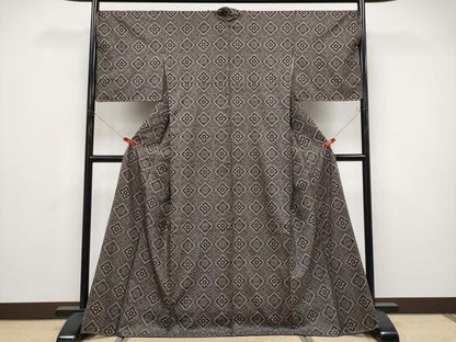 平和屋本店●極上　本場大島紬　現代龍郷絣　菱繋ぎ　逸品　CYAA4856s6
