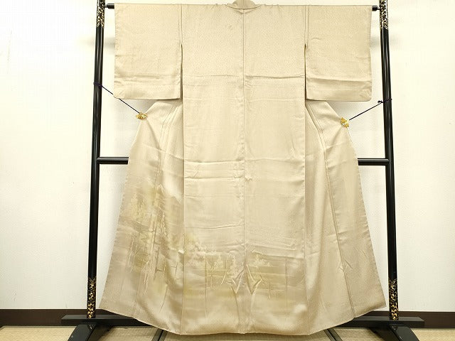 平和屋着物■色留訪問着　地紋起こし　木立ち　暈し染　正絹　逸品　DABC6856fe
