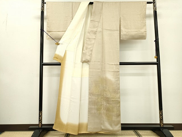 平和屋着物■色留訪問着　地紋起こし　木立ち　暈し染　正絹　逸品　DABC6856fe