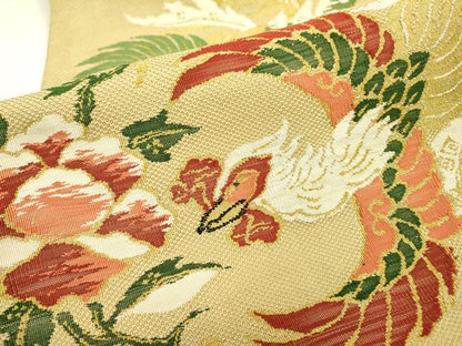 平和屋着物▼太鼓柄　本袋帯　唐織　鳳凰花文　金糸　正絹　逸品　DABC6957fe