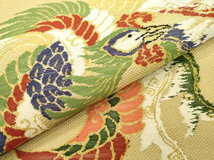 平和屋着物▼太鼓柄　本袋帯　唐織　鳳凰花文　金糸　正絹　逸品　DABC6957fe