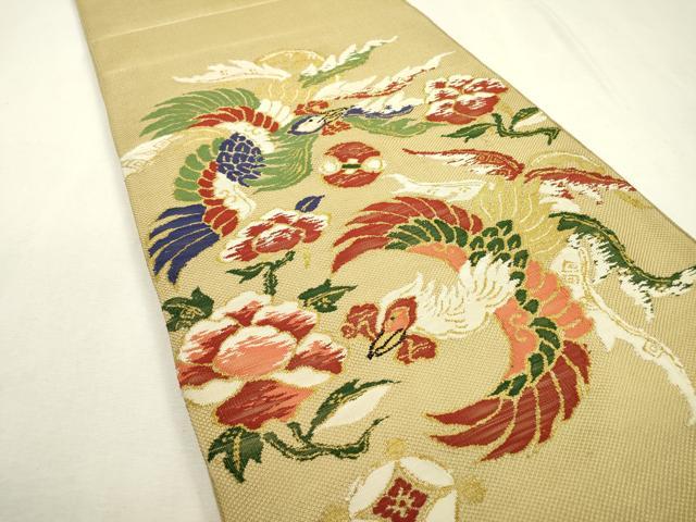 平和屋着物▼太鼓柄　本袋帯　唐織　鳳凰花文　金糸　正絹　逸品　DABC6957fe