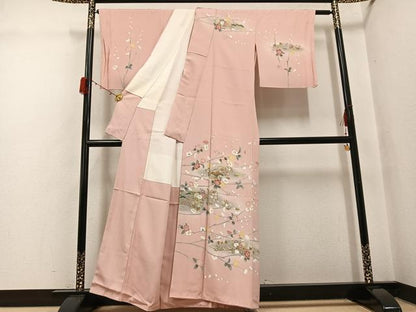 平和屋着物●訪問着　友禅　風景枝花文　暈し染め　正絹　逸品　AABG9583ph