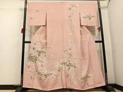 平和屋着物●訪問着　友禅　風景枝花文　暈し染め　正絹　逸品　AABG9583ph