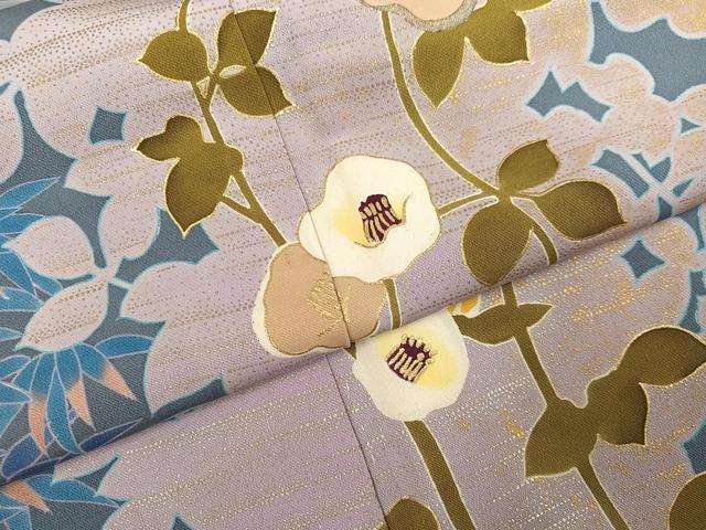 平和屋着物●創業460年・千總　訪問着　草花文　暈し染め　金彩　三越扱い　正絹　逸品　AABH0417ph