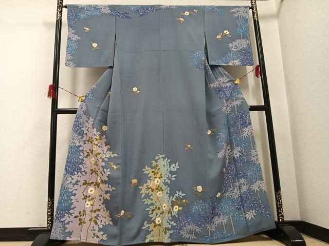 平和屋着物●創業460年・千總　訪問着　草花文　暈し染め　金彩　三越扱い　正絹　逸品　AABH0417ph