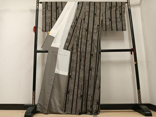 平和屋着物●本場大島紬　カタス12マルキ　風景草木文　正絹　逸品　AABH0414ph