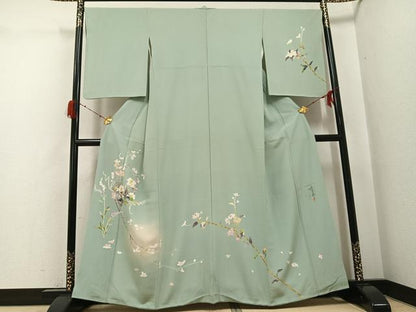 平和屋着物●京加賀友禅　百貫石峰 　訪問着　枝花文　暈し染め　正絹　逸品　AABH0416ph