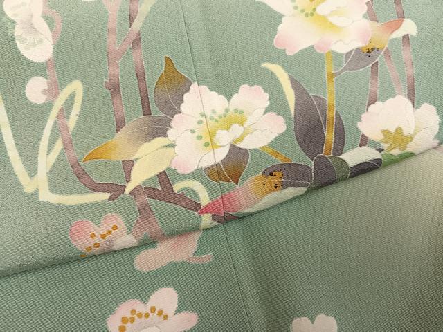 平和屋着物●京加賀友禅　百貫石峰 　訪問着　枝花文　暈し染め　正絹　逸品　AABH0416ph