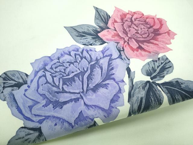 平和屋着物●塩瀬　九寸名古屋帯　ろうけつ染　薔薇　正絹　逸品　CABE4478hy