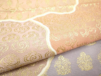 平和屋着物●西陣　川島織物　六通柄　本袋帯　草花文　金糸　正絹　逸品　CABE4570hy