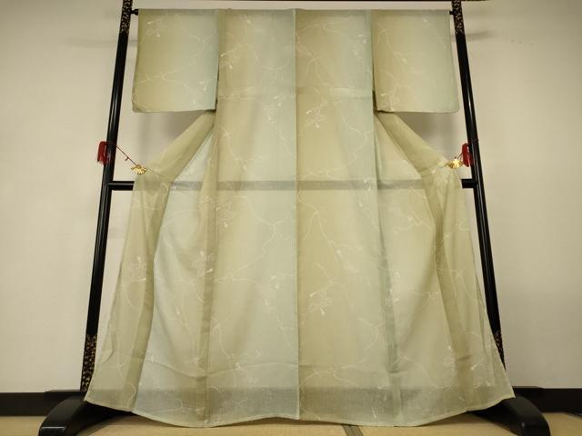平和屋着物＊夏物 小紋 紗 蔦の葉文 暈し染め 洗える着物 AABG9148jd