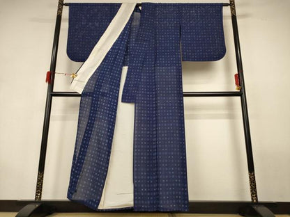 平和屋着物＊夏物 小紋 絽 幾何学文様 洗える着物 AABG9181jd