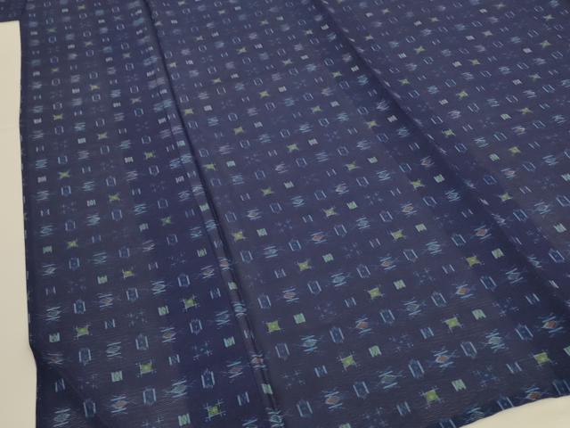 平和屋着物＊夏物 小紋 絽 幾何学文様 洗える着物 AABG9181jd