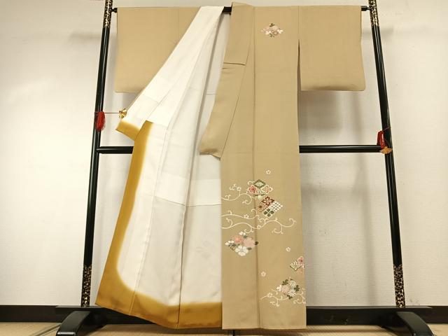 平和屋着物●訪問着　友禅　花菱　花唐草文　金彩　正絹　逸品　AABH0481fy