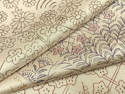 平和屋着物●訪問着　手描き　草花文　鈴乃屋扱い　正絹　逸品　AABH0484fy