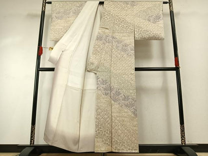 平和屋着物●訪問着　手描き　草花文　鈴乃屋扱い　正絹　逸品　AABH0484fy