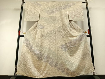 平和屋着物●訪問着　手描き　草花文　鈴乃屋扱い　正絹　逸品　AABH0484fy