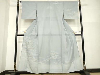 平和屋着物＊夏物 訪問着 絽 立波文 暈し染め 銀彩 正絹 逸品 AABG9660ck