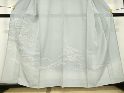平和屋着物＊夏物 訪問着 絽 立波文 暈し染め 銀彩 正絹 逸品 AABG9660ck