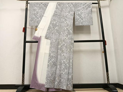 平和屋着物●都喜ヱ門　本場大島紬　白大島　カタス7マルキ　総絣　花唐草文　藤絹織物謹製　正絹　逸品　AABH0437ph