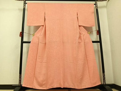 平和屋着物●上質な色無地　唐草地紋　宍色　正絹　逸品　AABH0444ph