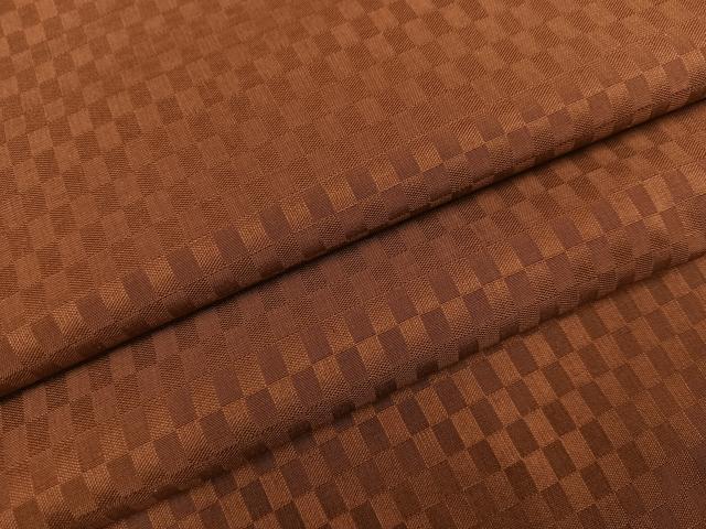 平和屋着物●山下八百子　本場黄八丈　紬　市松綾織　団十郎茶色　正絹　逸品　AABH0438ph