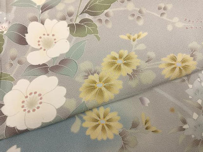 平和屋着物●訪問着　友禅　草花文　暈し染め　正絹　逸品　AABH0436ph