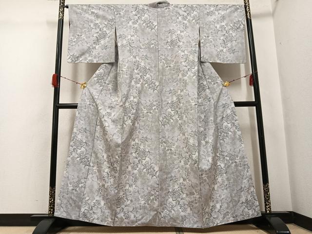 平和屋着物●都喜ヱ門　本場大島紬　白大島　カタス7マルキ　総絣　花唐草文　藤絹織物謹製　正絹　逸品　AABH0437ph