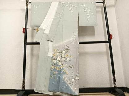 平和屋着物●訪問着　友禅　草花文　暈し染め　正絹　逸品　AABH0436ph