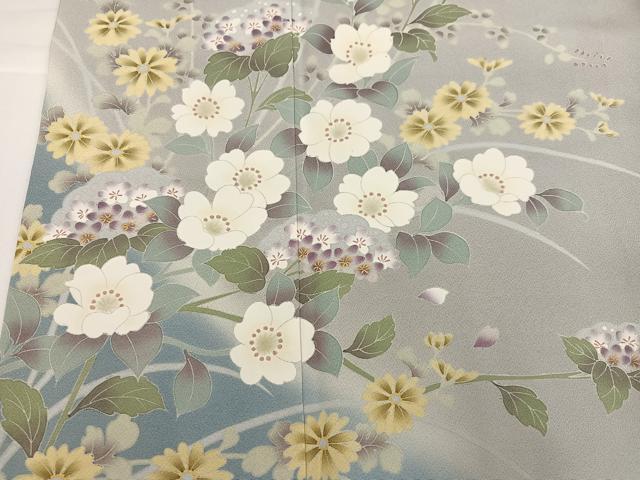 平和屋着物●訪問着　友禅　草花文　暈し染め　正絹　逸品　AABH0436ph