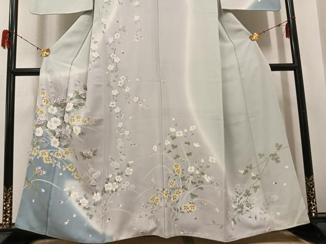 平和屋着物●訪問着　友禅　草花文　暈し染め　正絹　逸品　AABH0436ph