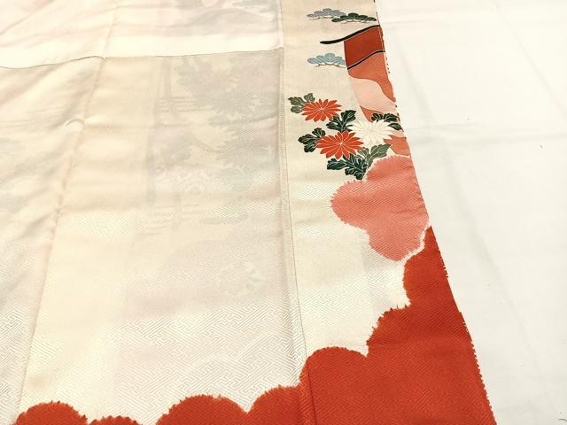 平和屋着物●豪華振袖　駒刺繍　花鳥文　金彩　正絹　逸品　AABH0489fy