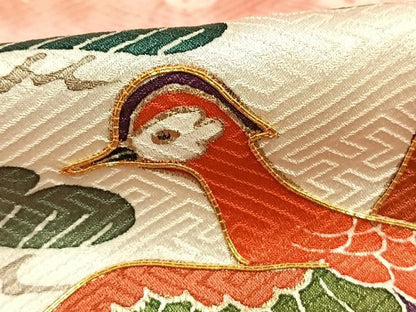 平和屋着物●豪華振袖　駒刺繍　花鳥文　金彩　正絹　逸品　AABH0489fy